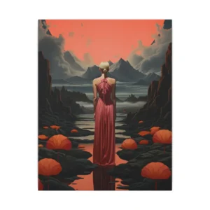 Woman in Coral Gown Canvas Print