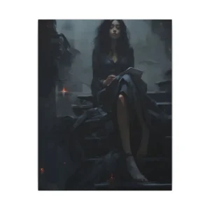 Woman on Dim Stairs Canvas Print