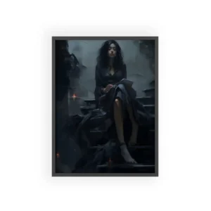 Woman on Dim Stairs Framed Poster