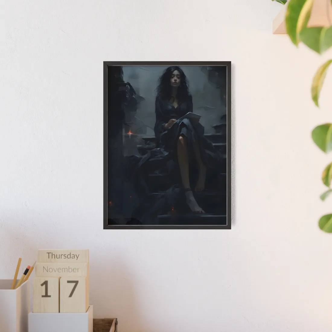 Candid Outdoors: Black and White Artwork Photograph - Framed Poster