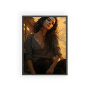 Woman with Long Dark Hair Framed Poster