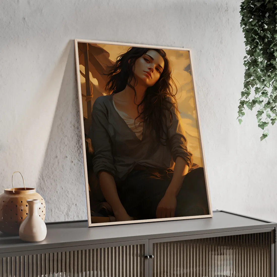 Candid Outdoors Moment: Phone Recording in a Clear Day - Framed Poster