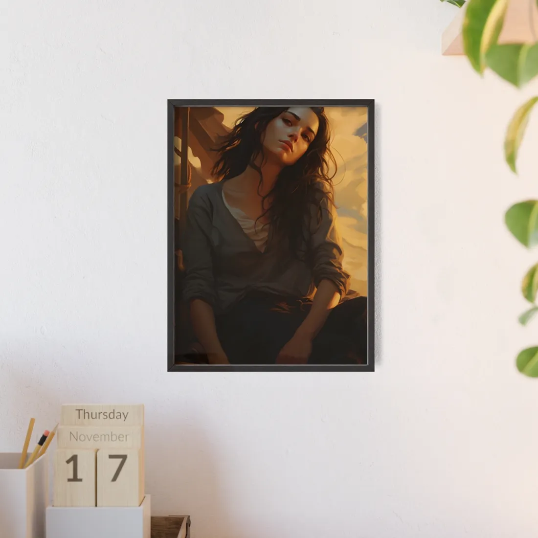 Candid Outdoors Moment: Phone Recording in a Clear Day - Framed Poster