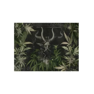 Horned Devil Among Cannabis Leaves Metal Poster