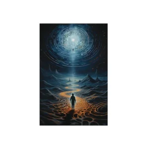 Figure on Glowing Path Metal Poster