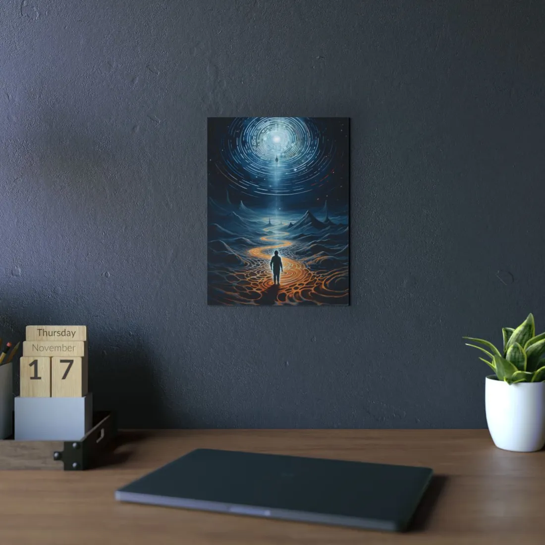 Canyon Portal Journey: Surreal Desert Staircase Scene - Metal Poster