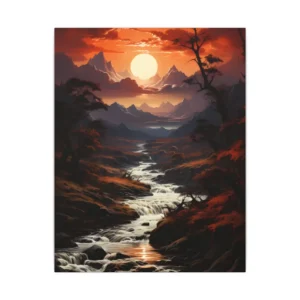 Sunset over Mountain Valley Canvas Print