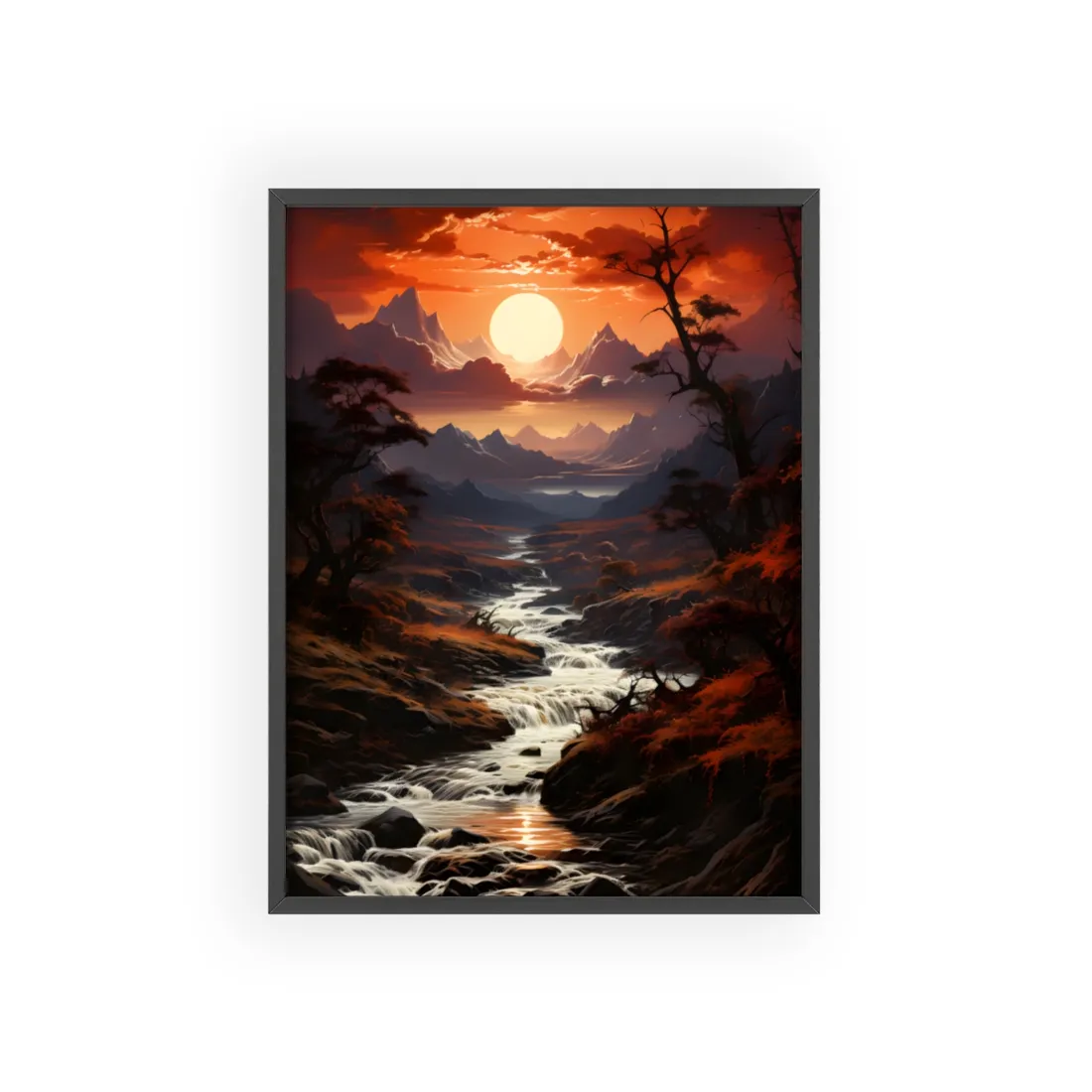 Captivating Falls: A Majestic Oil on Canvas Masterwork - Framed Poster