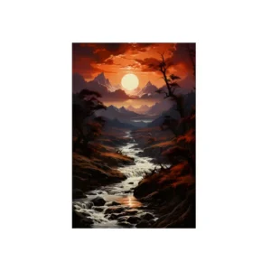 Sunset over Mountain Valley Metal Poster