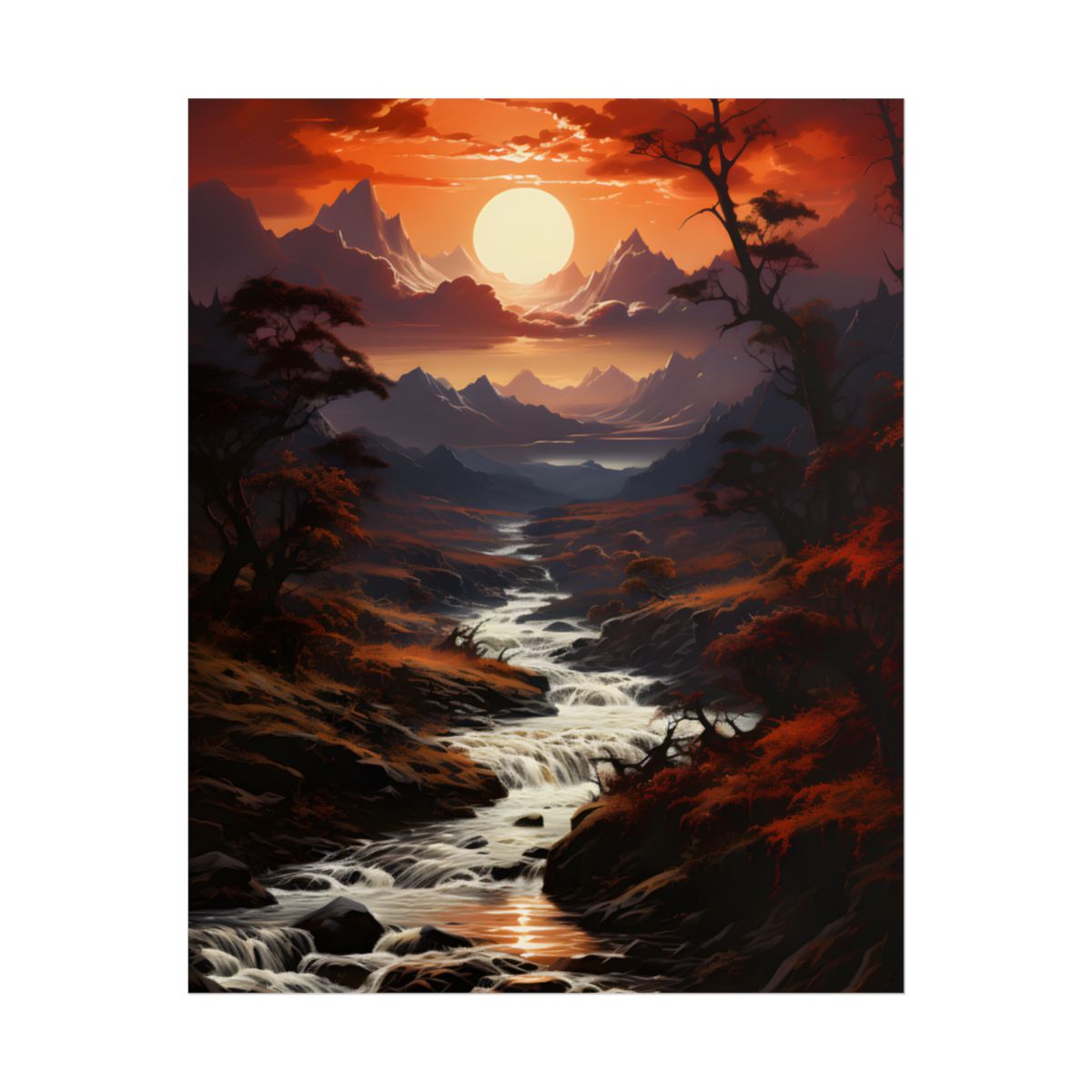 Captivating Falls: A Majestic Oil on Canvas Masterwork - Poster