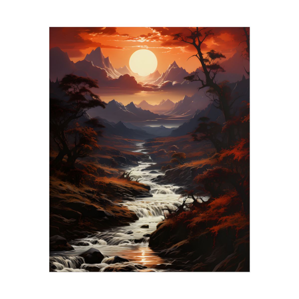 Captivating Falls: A Majestic Oil on Canvas Masterwork - Poster