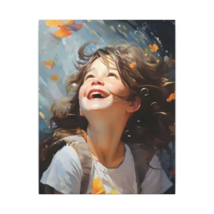 Laughing Girl with Butterflies Canvas Print
