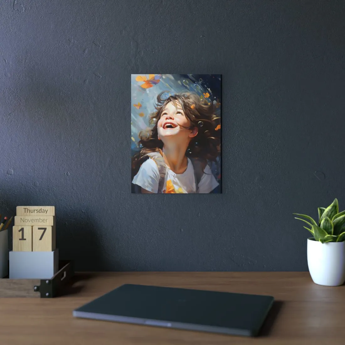 Capturing Childhood Innocence: Portrait of a Young Child - Metal Poster