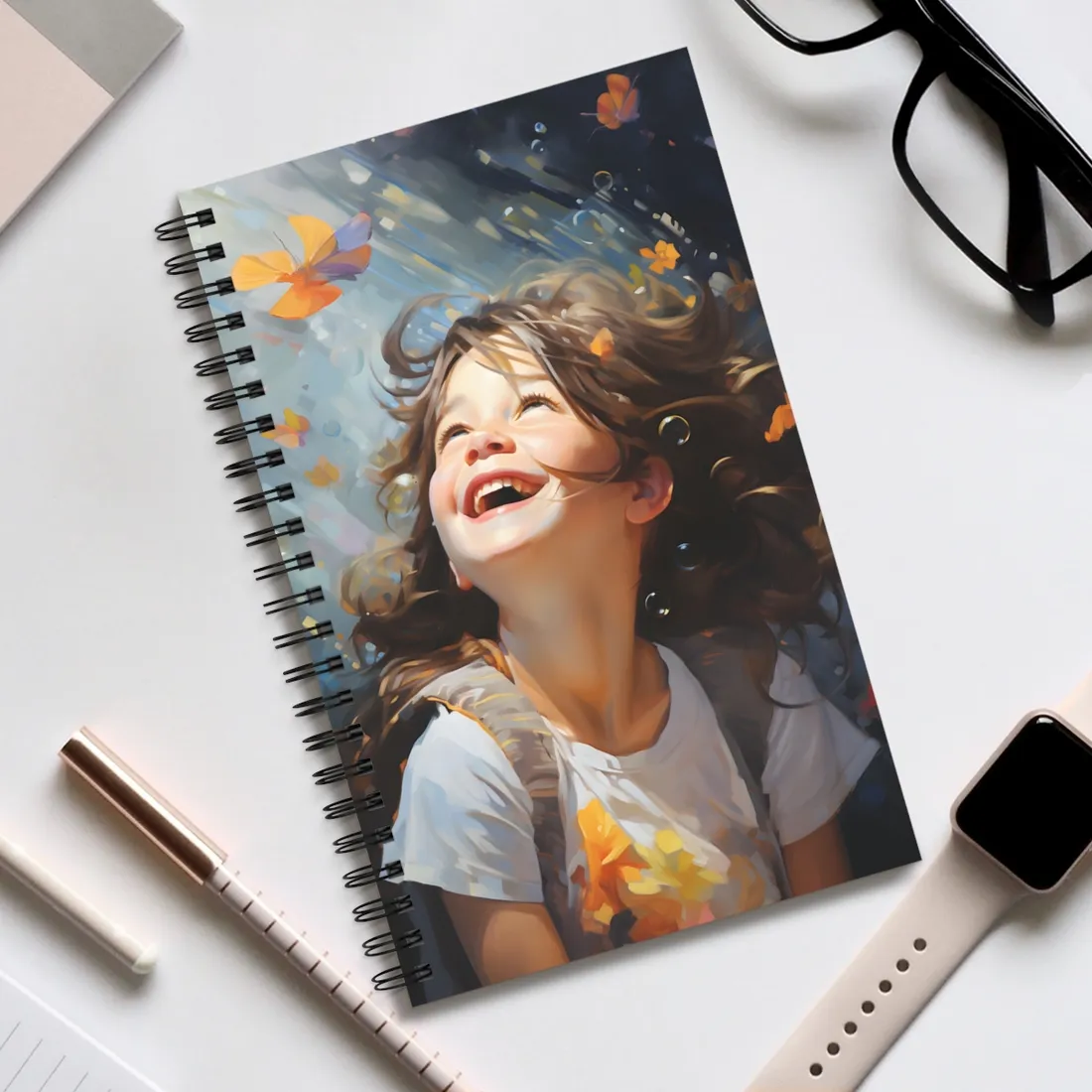 Capturing Childhood Innocence: Portrait of a Young Child - Spiral Notebook