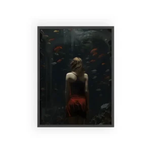 Woman Among Fish Framed Poster