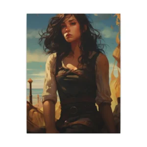 Woman Sitting by the Sea Canvas Print