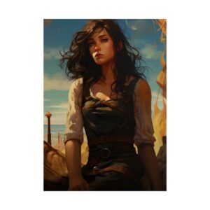 Woman Sitting by the Sea Poster