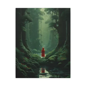 Red Cloak in Forest Canvas Print
