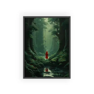 Red Cloak in Forest Framed Poster