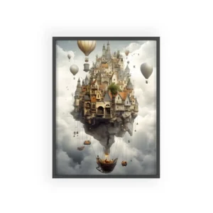 Floating Island Town Framed Poster