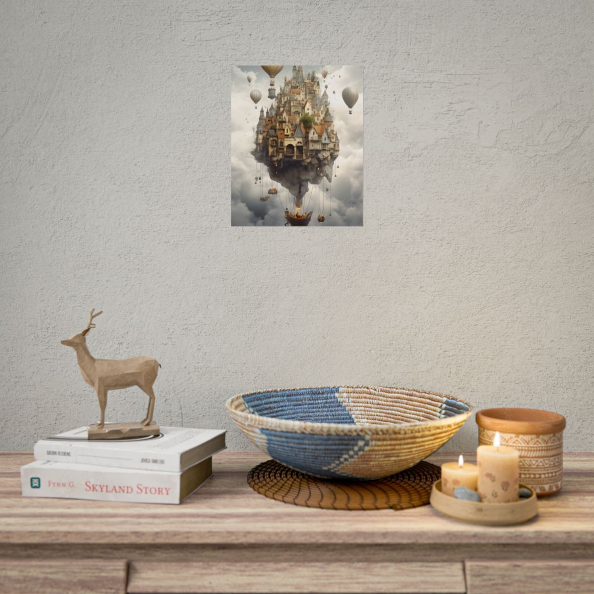 Casual Portrait: Soft Lighting and Light Blue Background - Poster