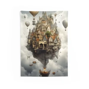 Floating Island Town Wall Tapestry