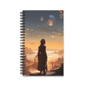 Figure Overlooking Floating Moons Spiral Notebook