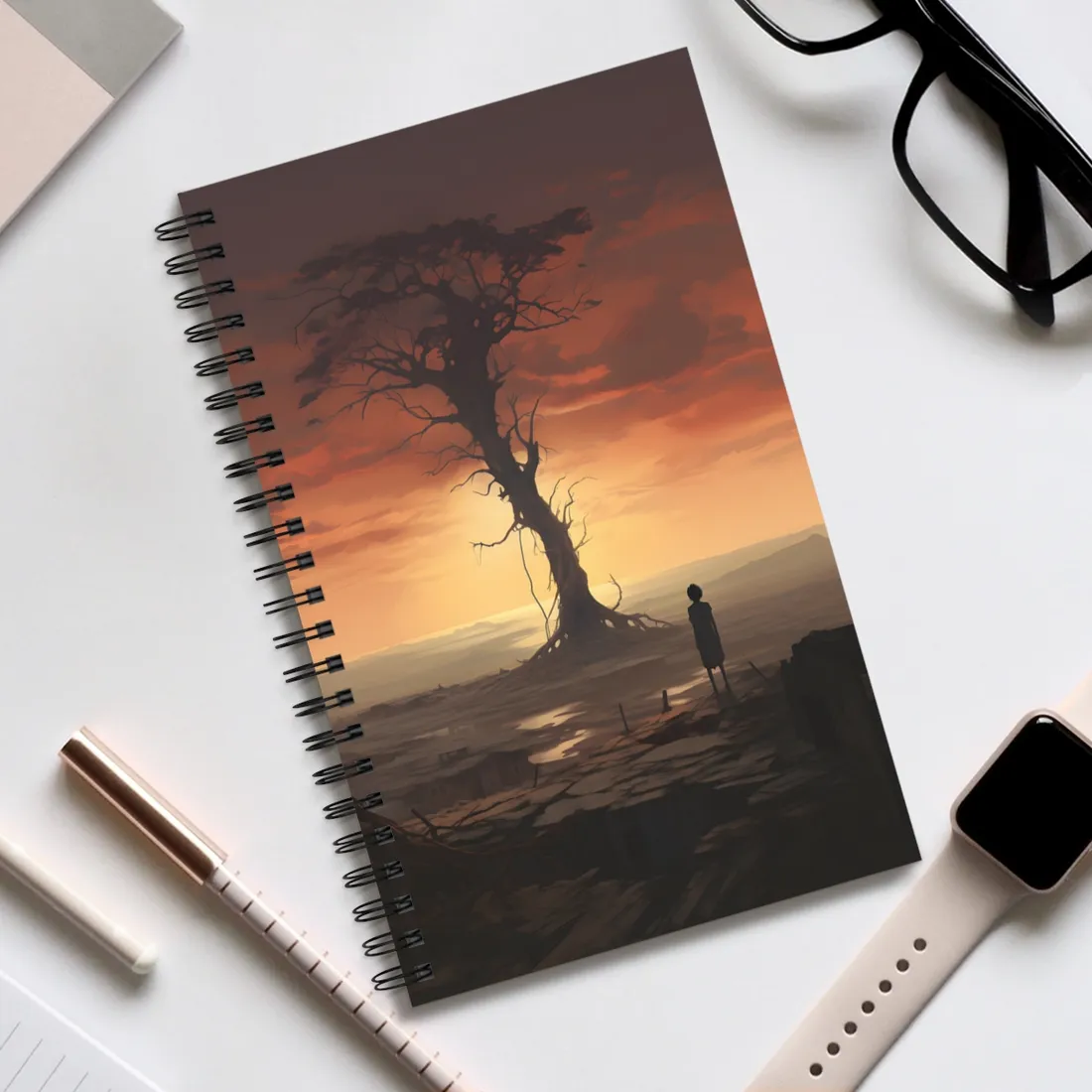 Casual Style Sunglasses: Dark Tint Artistic Portrait - Spiral Notebook