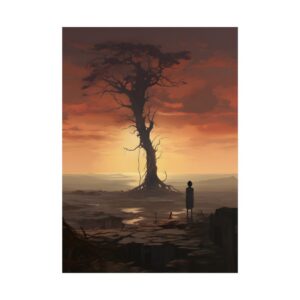 Bare Tree at Sunset Poster