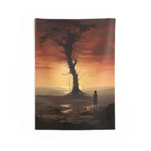 Bare Tree at Sunset Wall Tapestry