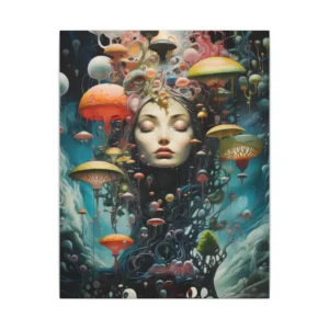 Surreal Woman with Mushrooms Canvas Print