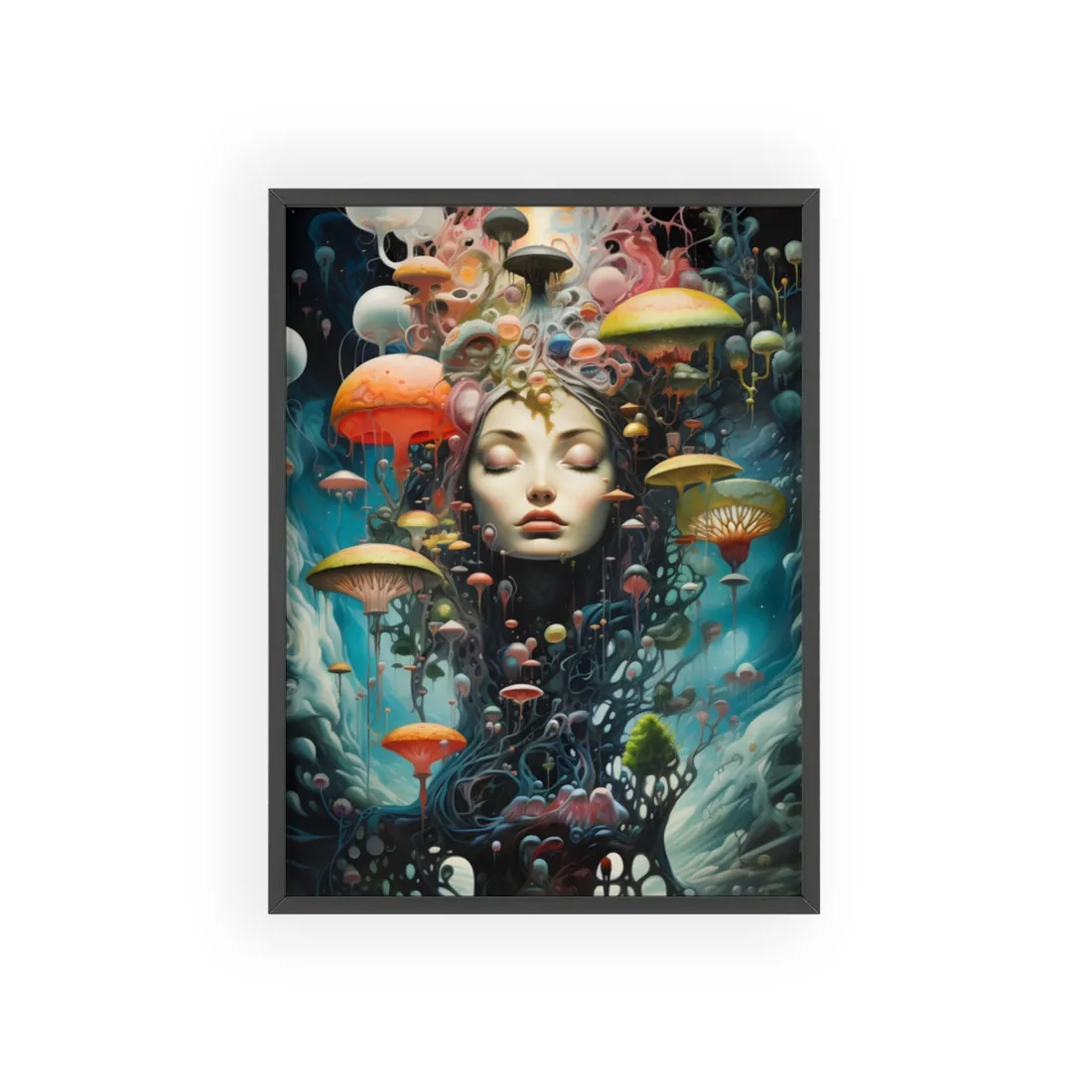 Celestial Art Gallery: Abstract Masterpiece & Traditional Portrait - Framed Poster