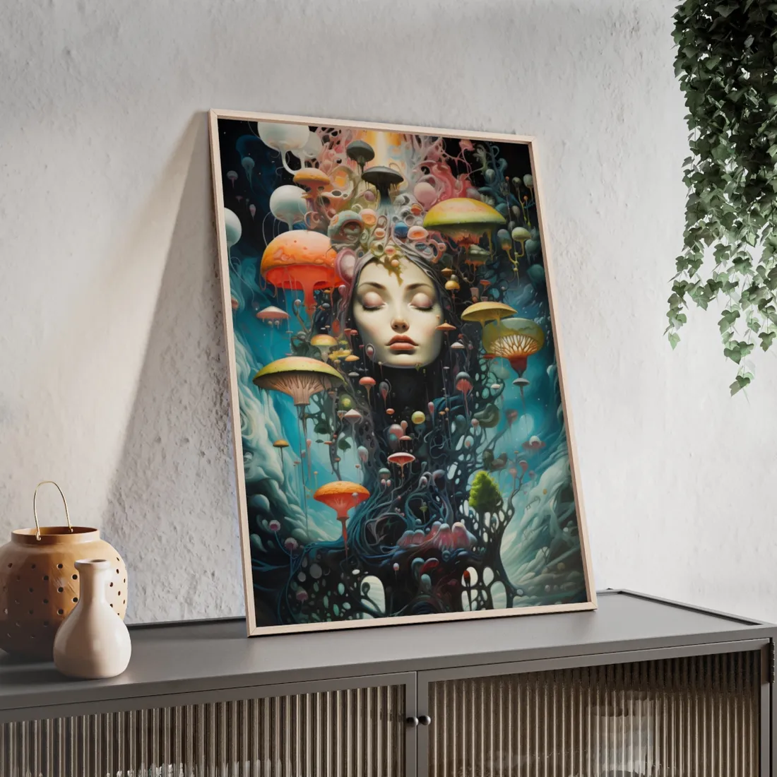 Celestial Art Gallery: Abstract Masterpiece & Traditional Portrait - Framed Poster
