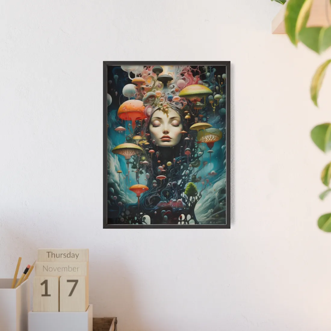 Celestial Art Gallery: Abstract Masterpiece & Traditional Portrait - Framed Poster