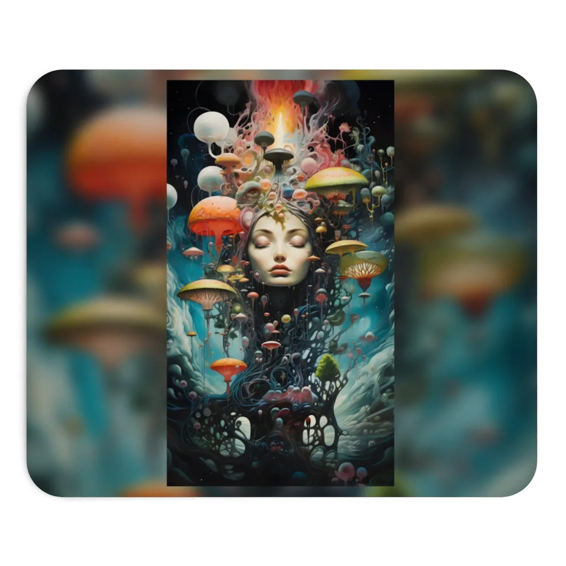 Celestial Art Gallery: Abstract Masterpiece & Traditional Portrait - Mouse Pad