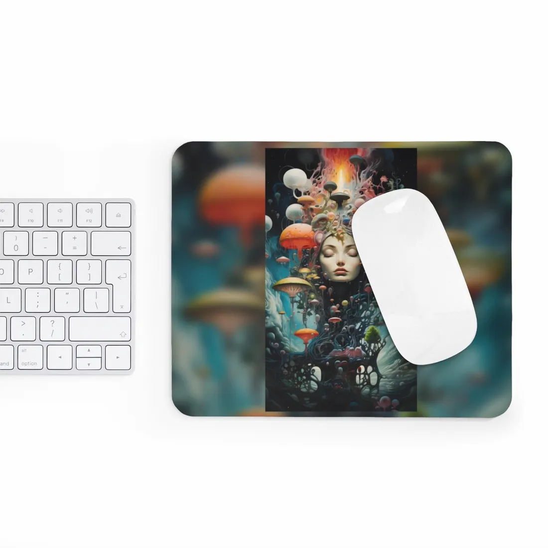 Celestial Art Gallery: Abstract Masterpiece & Traditional Portrait - Mouse Pad