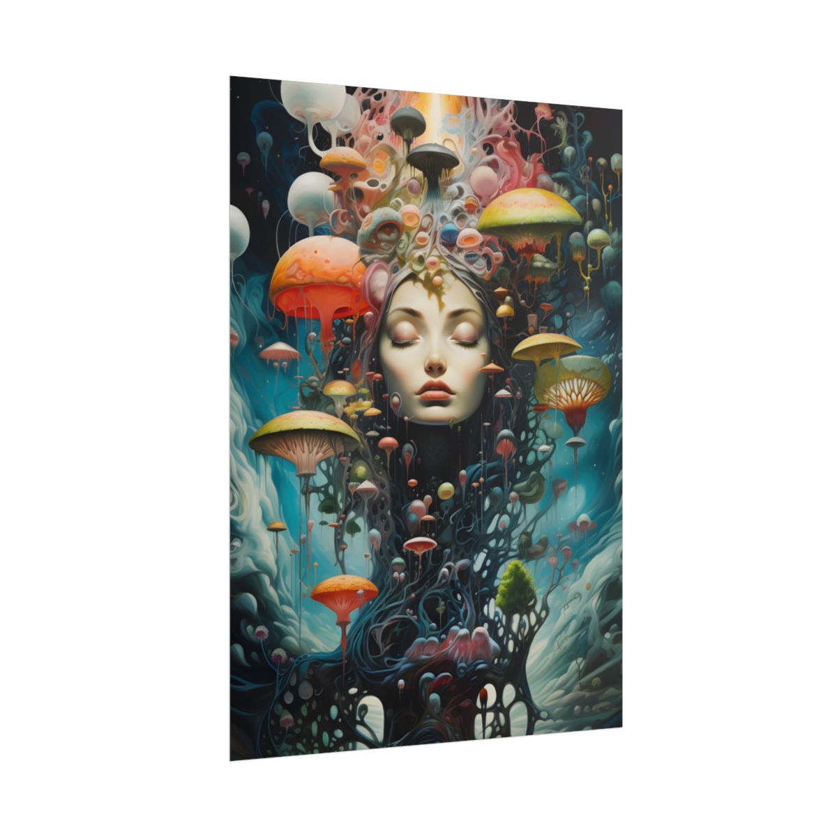 Celestial Art Gallery: Abstract Masterpiece & Traditional Portrait - Poster
