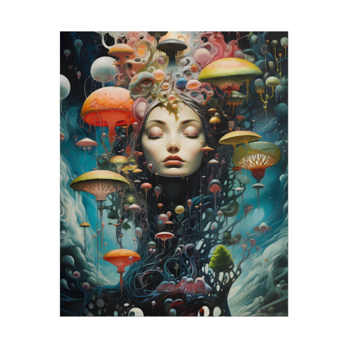 Celestial Art Gallery: Abstract Masterpiece & Traditional Portrait - Poster