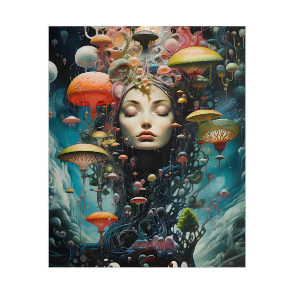 Celestial Art Gallery: Abstract Masterpiece & Traditional Portrait - Poster
