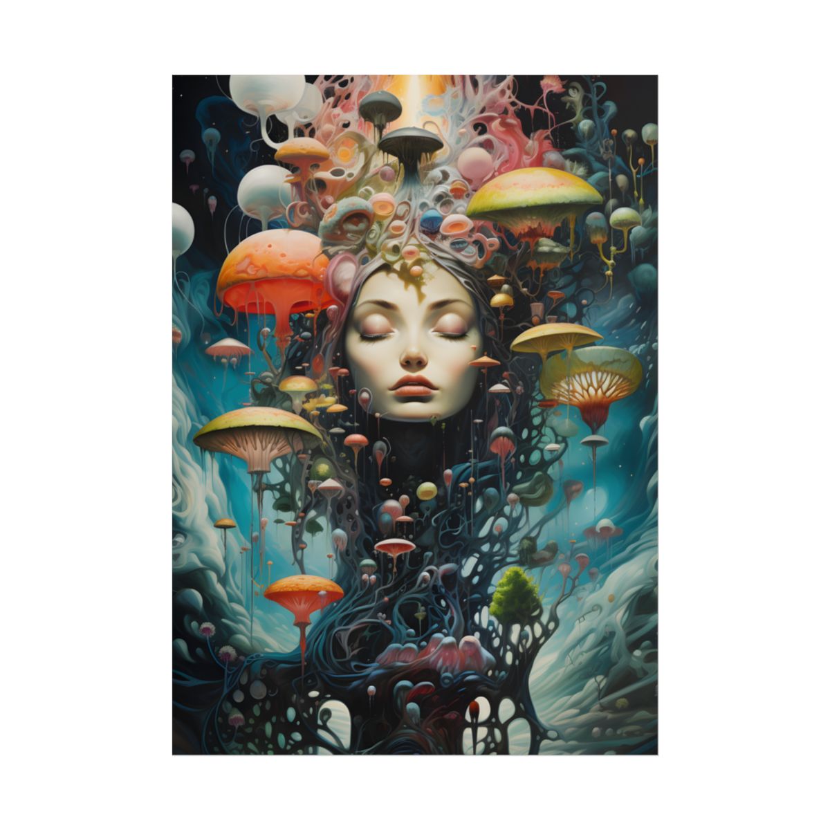 Celestial Art Gallery: Abstract Masterpiece & Traditional Portrait - Poster