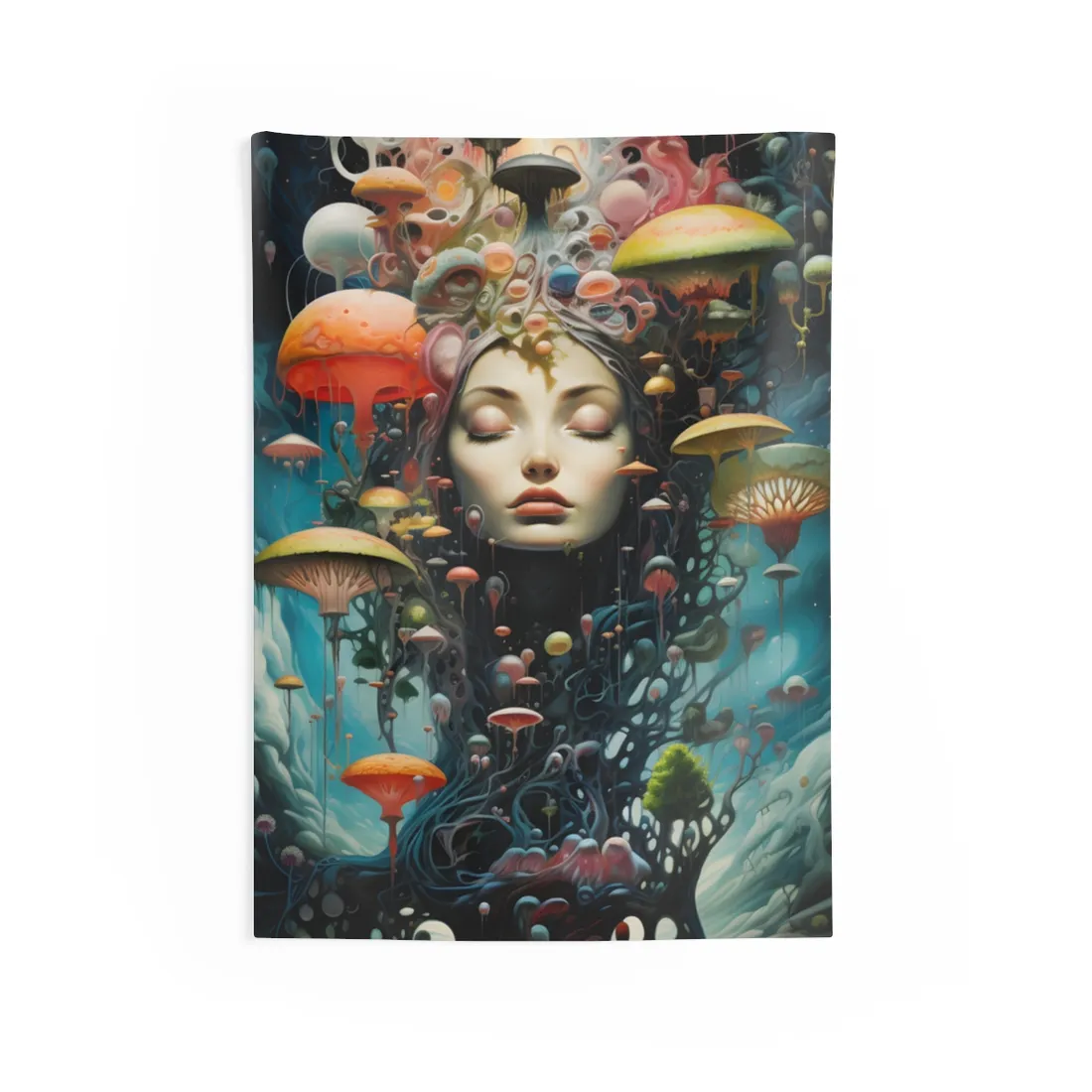 Celestial Art Gallery: Abstract Masterpiece & Traditional Portrait - Wall Tapestry