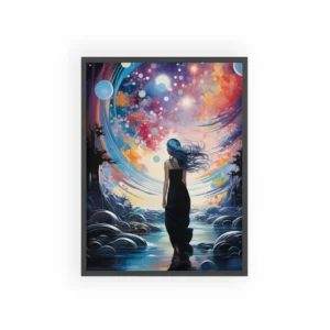 Woman in Cosmic Water Framed Poster