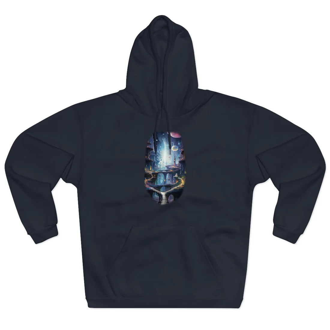 Celestial Art Gallery: Astronomical Scenes - Modern Space Hoodie - Hoodie (Navy)