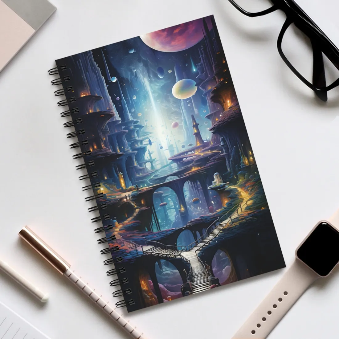 Celestial Art Gallery: Astronomical Scenes - Modern Space - Spiral Notebook