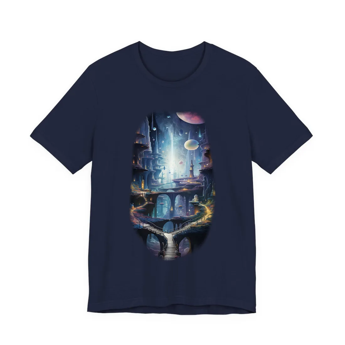 Celestial Art Gallery: Astronomical Scenes - Modern Space T-Shirt - T-Shirt (Navy)