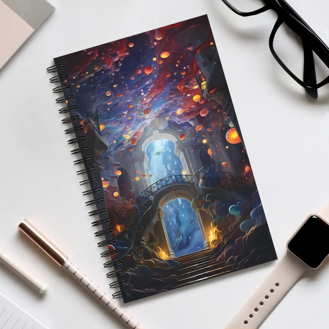 Celestial Art Gallery: Atmospheric Interior Space - Spiral Notebook