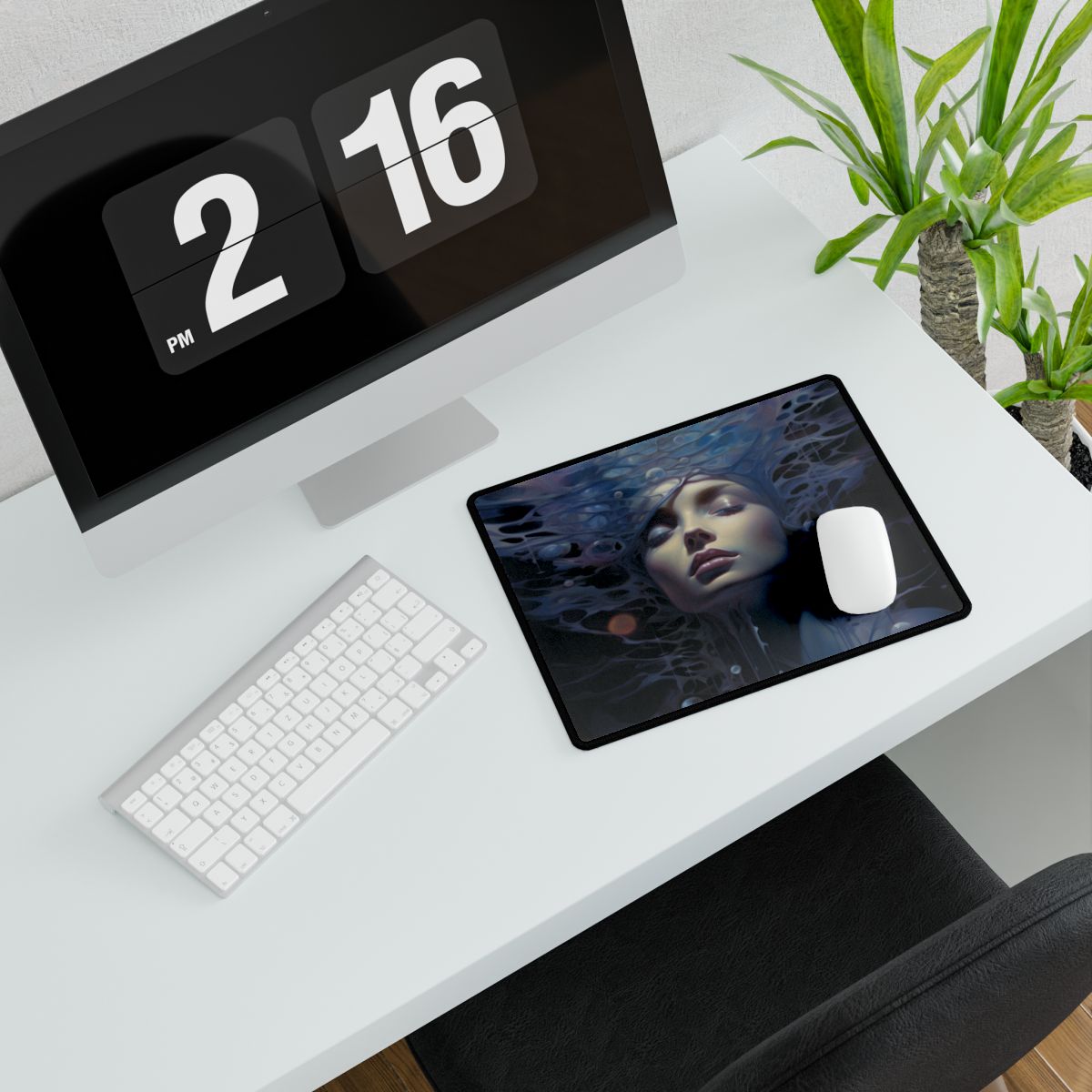 Celestial Art Gallery: Fantastical Interior Space Artwork - Desk Mat