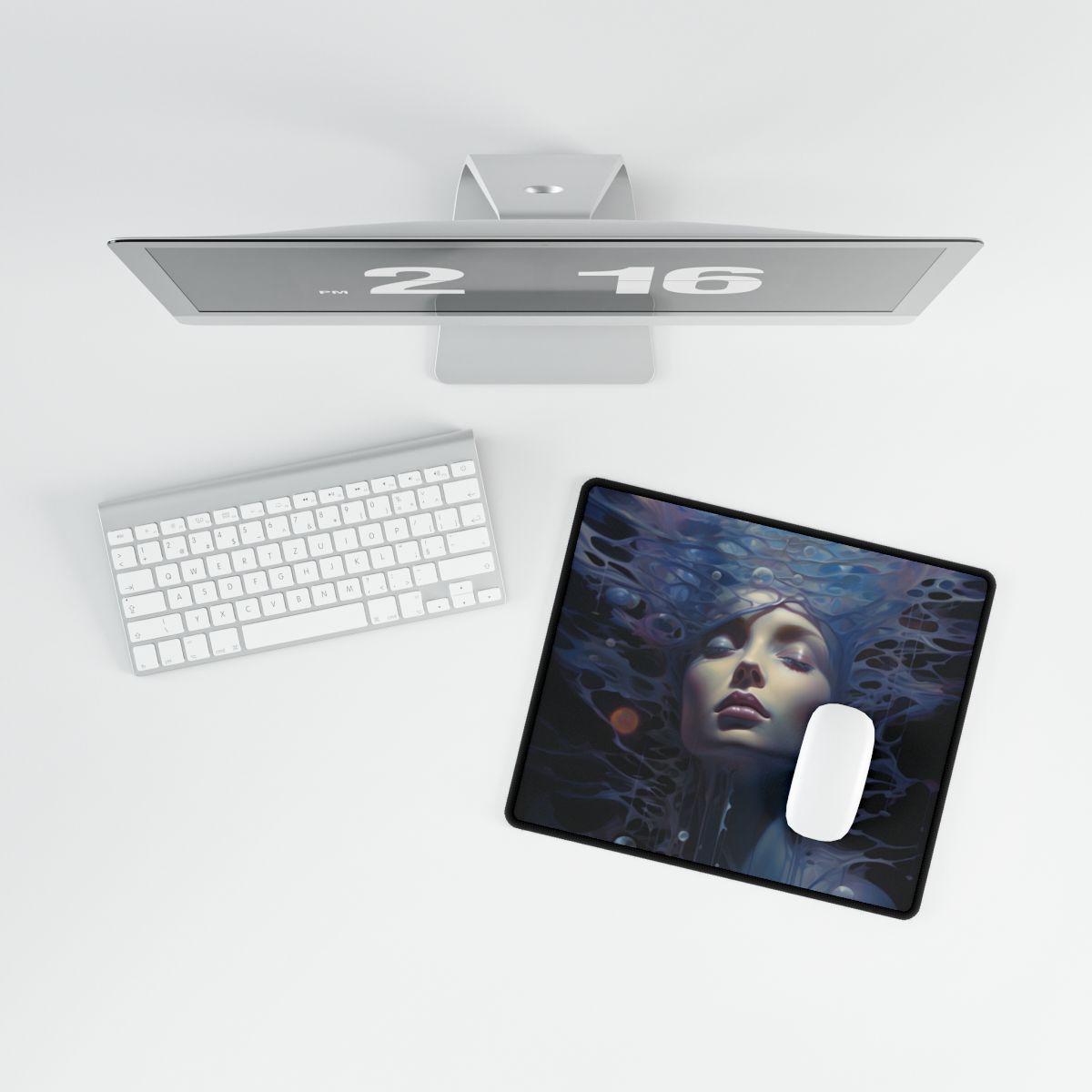 Celestial Art Gallery: Fantastical Interior Space Artwork - Desk Mat