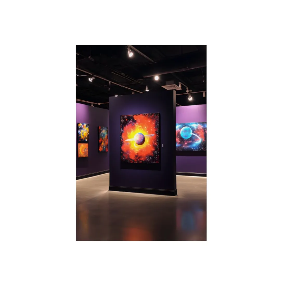 Celestial Art Gallery: Indoor Space with Dark-Light Contrast - Metal Poster