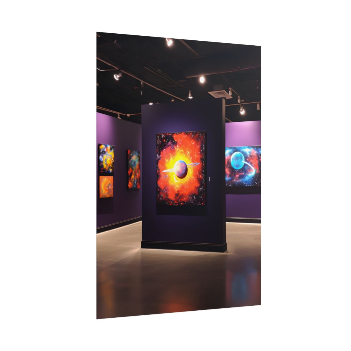 Celestial Art Gallery: Indoor Space with Dark-Light Contrast - Poster